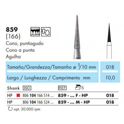 Fresa de Diamante NTI Cono Agudo HP Grano Fino